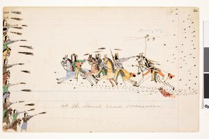 在1874年至1775年的沙溪大屠杀（笔，墨水和黑白纸）