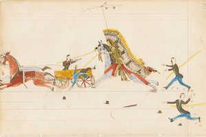 嚎叫的狼战士，1874-75（笔，墨水和wc在分类帐纸上）