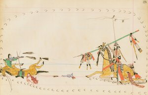 咆哮狼和另一个战士，1874-75（笔，墨水和wc在分类帐纸上）