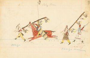 Osage，Big Nose，Osage Women，1874-75（笔，墨水和厕所分类帐纸）