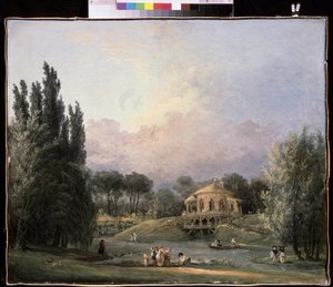 公园里于贝尔-罗贝尔（1733-1808 年）的画作，布面油画，约 1770-1780 年，法国艺术。莫斯科阿尔汉格尔斯克耶庄园国立博物馆。 作者 休伯特·罗伯特