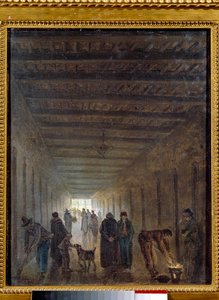 法国大革命：“1793 年圣拉扎尔监狱的走廊”，休伯特·罗伯特（1733-1808）1793 年作画。 0.4x0.32 米。 巴黎，卡纳瓦莱博物馆 作者 休伯特·罗伯特