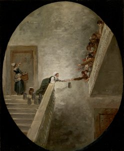 La distribution du lait a la prison Saint Lazare - 圣拉扎尔监狱的牛奶分配，由罗伯特，休伯特（1733-1808），约1794 - 纸上油画，36.8x30.2 - 私人收藏 作者 休伯特·罗伯特