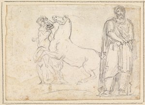 一个 "Dioscuri "和一个野蛮人俘虏 作者 休伯特·罗伯特
