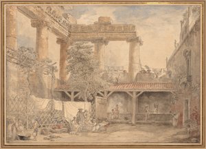 罗马废墟，潘菲利别墅，1774年。 作者 休伯特·罗伯特
