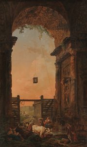 牛群的回归，约1773-75年。 作者 休伯特·罗伯特