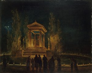 让-雅克-卢梭的临时陵墓，约1794年。 作者 休伯特·罗伯特