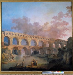 View of the bridge du Gard Painting by Hubert Robert (1733-1808) 18th century Sun. 2,42x2,42 m - View of the Pont du Gard (France). Painting by Hubert Robert (1733-1808) 作者 休伯特·罗伯特