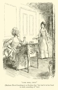 过来，孩子，杜瓦尔夫人向伊芙琳娜打破了它，说“她脑子里想着要为她做点什么”（雕刻）