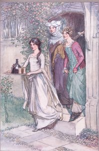 "Enter Anne Page with wine, Mistress Ford and Mistress Page following", illustration from 