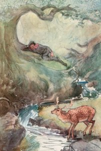 为莎士比亚的《随心所欲》绘制插图（彩色平印）。 作者 休·汤姆森