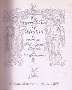 标题页设计，插图来自温莎的快乐妻子，1910年 作者 休·汤姆森