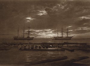 墨西哥：夜幕降临，坎佩切州卡门湖（黑白照片） 作者 雨果·布雷默