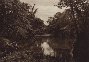 墨西哥：维拉克鲁斯州，Tamasopo，Panorama del rio（黑白照片）