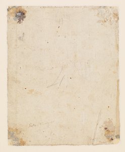 背面有题字：上部中央，褐色墨水，18世纪意大利人的手：“桑德罗（Sandro）写下那肯定的国际汽联”；下方是棕色墨水，十九世纪的手：“ Petro Perugino”， 作者 雨果范德高斯