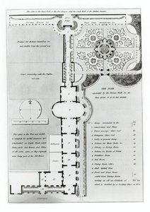 花园设计，摘自《风景园林理论与实践片段》，1816年出版（平版）（黑白照片）。
