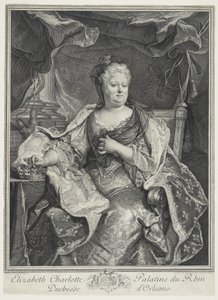莱茵河的伊丽莎白夏洛特帕拉丁，奥尔良公爵夫人，英格兰。 Charles Louis Simmoneau（1645-1728） 作者 Hyacinthe Francois Rigaud