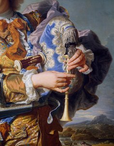 Gaspard de Gueidan吹风笛，约1735年，由Hyacinthe Rigaud（1659-1743）创作，布面油画。细节。法国 作者 风信子 Francois Rigaud