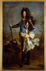 Portrait in foot of Louis XIV in armor (1630-1715). Painting by Hyacinthe Rigaud (1659-1743)