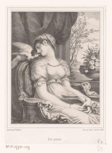 坐着的女人与书和白鸟
Une pensée（物体上的标题） 作者 风信子 Louis Victor Jean Baptiste Aubry Lecomte