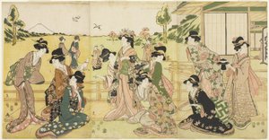 霍金派对，1807（彩色木版画） 作者 百斋久信