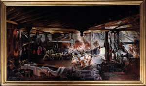 用鼓手锤锻造。 弗朗索瓦·博霍姆 (Francois Bonhomme) 的绘画 (1809 - 1881) 作者 伊格纳斯·弗朗索瓦·博霍姆
