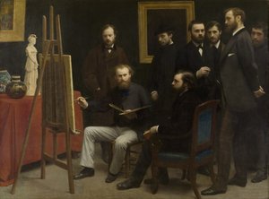 Les Batignolles的工作室，1870年 作者 Ignace Henri Jean Fantin Latour