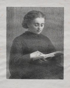 阅读：艺术家姐妹肖像，1897年。 作者 伊格纳斯·亨利·让·范坦·拉图尔
