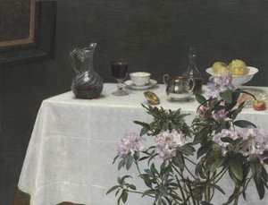 静物：桌子角落，1873年 作者 伊格纳斯·亨利·让·范坦·拉图尔