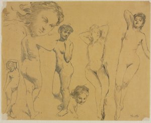 女性裸体研究，c。 1895年。