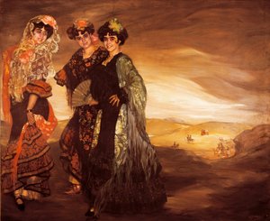 The three cousins (with the traditional spanish costumes of dancers) c.1903 (oil on canvas) 作者 伊格纳西奥·祖洛加（Ignacio Zuloaga y Zabaleta）