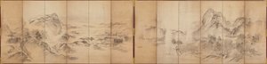 山景，六面板屏幕反面，江户时代，1856-58（纸上洗） 作者 池田科森