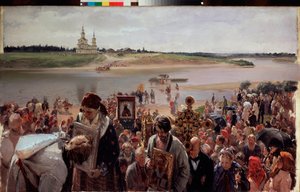 复活节游行Illarion Mikhailovich Pryanishnikov（1840-1894 年）的画作，布面油画 作者 Illarion Mikhailovich Pryanishnikov
