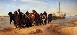 伏尔加河上的驳船搬运工，1872-1873年 作者 伊利亚·叶菲莫维奇·列宾
