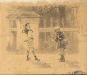 乞求的女孩，1889年 作者 伊利亚·叶菲莫维奇·列宾