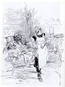 列夫·托尔斯泰的小说《伊万·伊里奇的死》的插图，1896年 作者 伊利亚·叶菲莫维奇·列宾