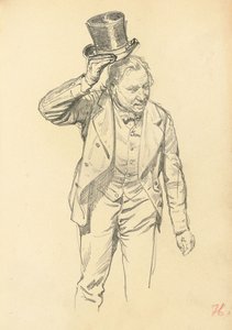 男子小费他的帽子，c。 1872-1875年 作者 伊利亚·叶菲莫维奇·列宾