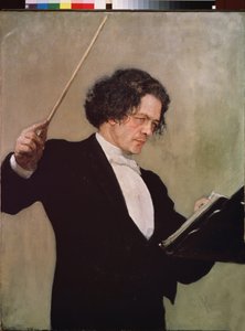 作曲家安东-鲁宾斯坦（1829-1894 年）的肖像。伊利亚-叶菲莫维奇-列宾（Ilia Yefimovich Repin）（1844-1930 年）的画作，布面油画 作者 伊利亚·叶菲莫维奇·列宾