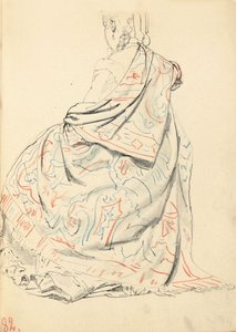 研究“巴黎咖啡馆”：从后面坐着的女人的衣服，约1872-1875年 作者 伊利亚·叶菲莫维奇·列宾