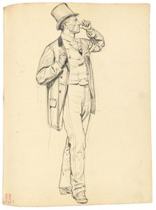 研究“巴黎咖啡馆”：举起手臂站立的人，c。 1872-1875年 作者 伊利亚·叶菲莫维奇·列宾