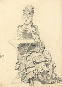 坐在咖啡桌旁的女人c。 1872-1875年 作者 伊利亚·叶菲莫维奇·列宾
