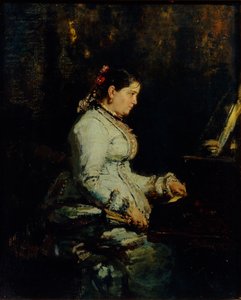 大钢琴的女人，1880年 作者 伊利亚·叶菲莫维奇·列宾
