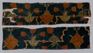 一块地毯的碎片，1600-1650。 作者 帝国制造厂