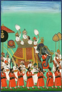 焦特布尔骑大象的王公c。 1780 作者 印度艺术