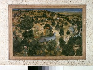 奥朗泽布：奥朗泽布-亨茨-尼尔盖斯，约 1660 年（微型画） 作者 印度学校