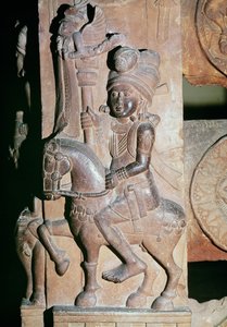 一个骑士，一个佛教佛塔门口的细节，来自Bharhut，Madhya Pradesh，晚Mauryan时期，Sunga王朝（公元前180-72）