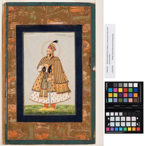 阿卜杜拉·库特沙（Abdullah Qutb Shah nimbate），白色jama，配以金色外套和披肩，约1680年（纸上不透明水彩和金色） 作者 印度学校