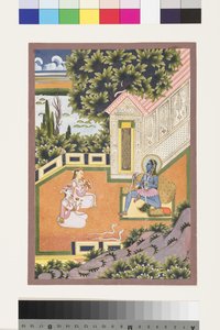斯里兰卡的阿萨瓦里拉吉尼，1850年（纸上不透明的黄金和黄金） 作者 印度学校
