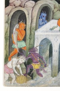 来自狂野景观中的恶魔的细节，c.1600（纸上不透明的wc和黄金） 作者 印度学校
