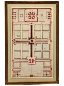 印度北部阿格拉泰姬陵花园的早期示意图，约1805年 作者 印度学校